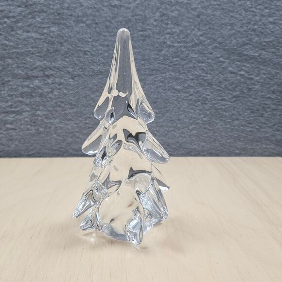 Vintage Clear Lead Crystal Handblown Glass Tree Sculpture Christmas Winter 6"H - Picture 1 of 5